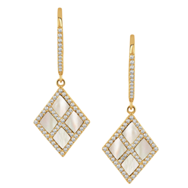 Doves Mother of Pearl and Diamond Earrings